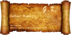 Geher Kamill névjegykártya